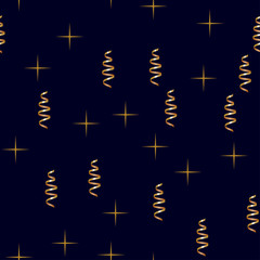 Seamless golden streamers and stars 1