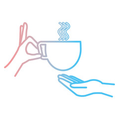 hand with coffee cup isolated icon
