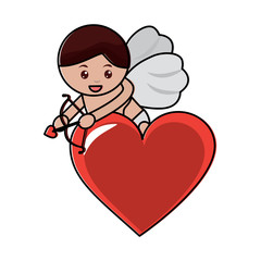 love cupid heart shooting arrow with bow vector illustration