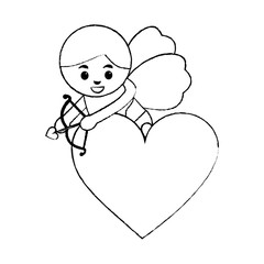 love cupid heart shooting arrow with bow vector illustration