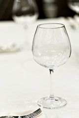 glasses on the table serving restaurant light background