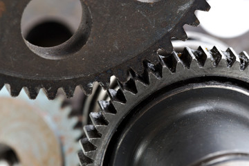 Close-up view of stack of gears
