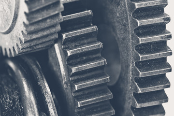 Close-up view of stack of gears