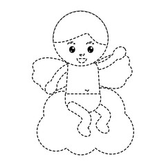 love cupid sitting in cloud cartoon vector illustration