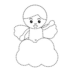 love cute cupid in cloud waving hand vector illustration