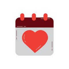valentines day calebration calendar romantic date vector illustration