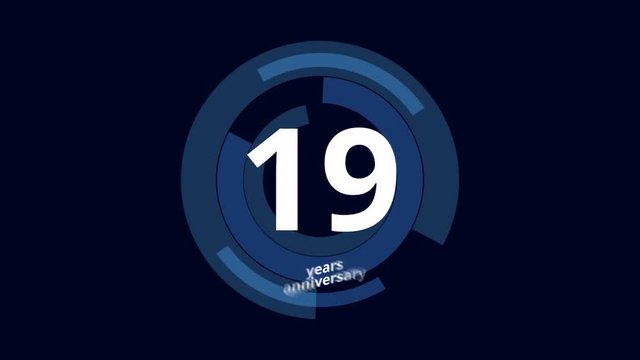 19 Year anniversary Digital Tech Circle Blue Background 