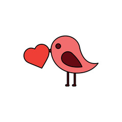 valentines day bird with heart in beak lovely vector illustration