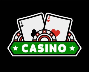 Casino poker template vector icon gambling chips and cards