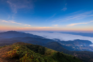 Fototapeta na wymiar Doy-inthanon, Landscape sea of mist in national park of Chaingmai province Thailand.