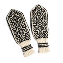 Hand knitted mittens for winter