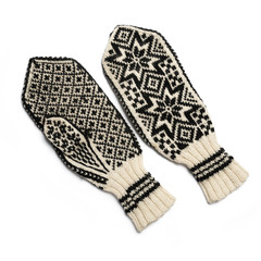 Hand knitted mittens for winter