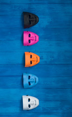 Fototapeta na wymiar colored masks on a blue background