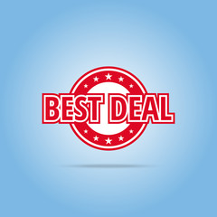 Best deal label. Red color, isolated on white.