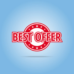 Best offer label. Red color, isolated on white.