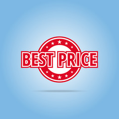 Best price label. Red color, isolated on white.