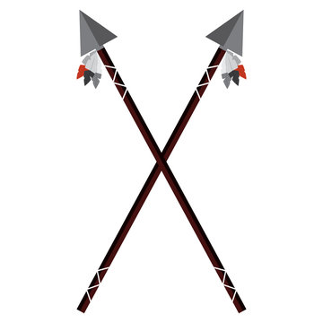 crossed two spear native american indian weapon vector illustration