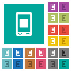 Mobile media stop square flat multi colored icons