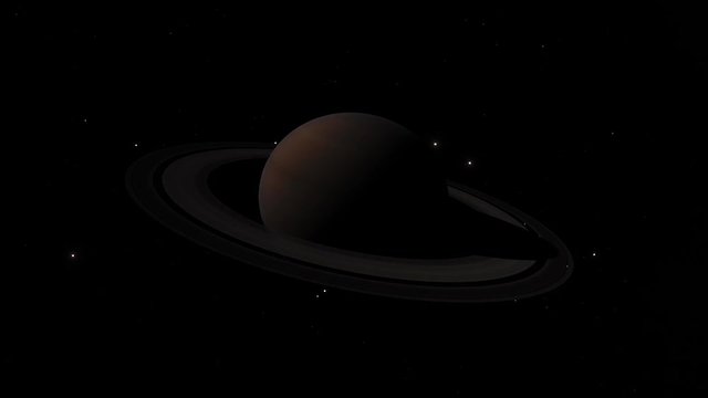 Saturns Moons Orbiting Day To Night From Orbit Animation 