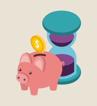 money piggy coin ssaving time business vector illustration
