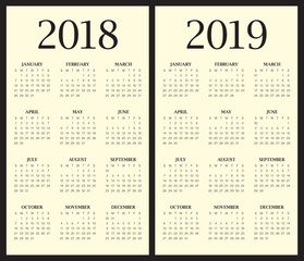 Year 2018 2019 calendar vector