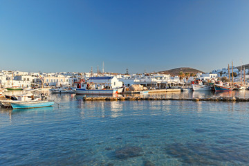 Fototapeta na wymiar The port of Naousa in Paros, Greece