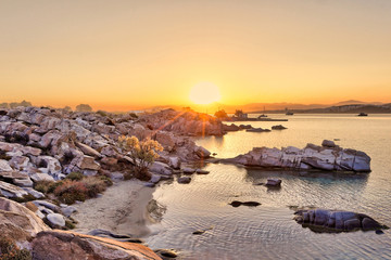 The sunrise in Kolymbithres of Paros, Greece