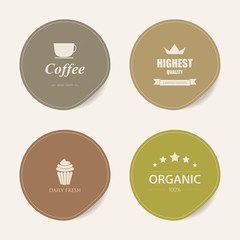 natural label and organic label green color and sticker paper kraft. vintage badges design.