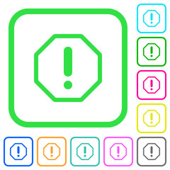 Octagon shaped error sign vivid colored flat icons icons