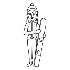 Young woman with snowboard