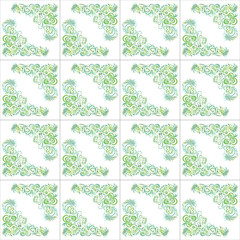 Raster seamless floral ornament in soft light green tones