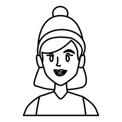 Young woman with winter hat cartoon