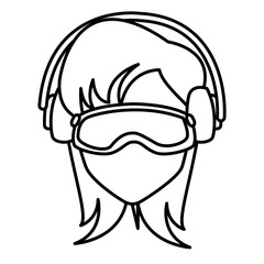 Woman with winter gooogles face
