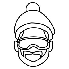 Man with winter googles face