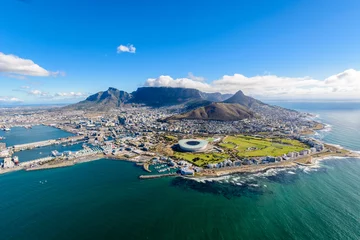 Deurstickers Tafelberg Luchtfoto van Kaapstad
