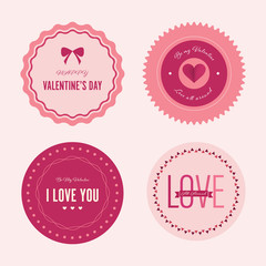 Valentine`s Day set of label and banner vector vintage design.