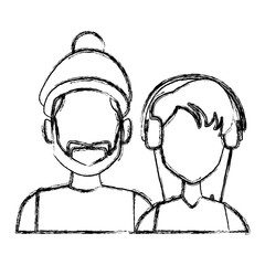 Winter couple avatar icon vector illustration graphic design