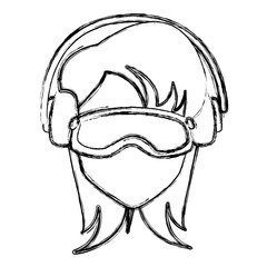 Woman with winter gooogles face