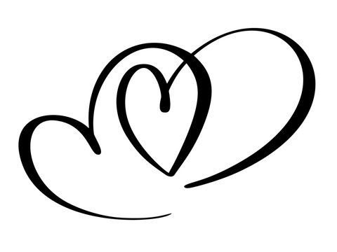 Two lovers heart. Handmade vector calligraphy. Decor for greeting card, mug, photo overlays, t-shirt print, flyer, poster design