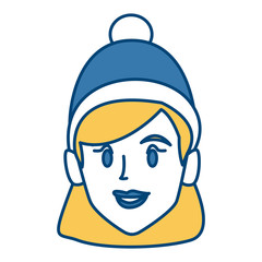Young woman with winter hat cartoon