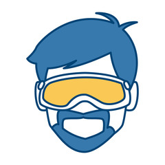 Man with winter googles face