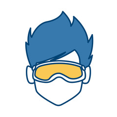 Man with winter googles face