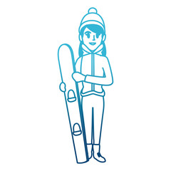 Young woman with snowboard