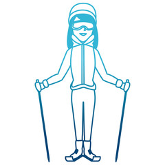 Young woman with ski sticks