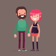 Fototapeta premium Young cute couple vector illustration