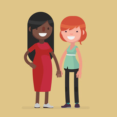 Cute lesbian couple vector illustration