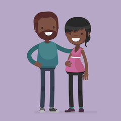 Obraz na płótnie Canvas Pregnant cute couple vector illustration