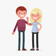 Young cute couple vector illustration