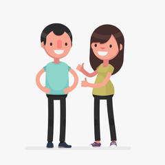 Young cute couple vector illustration