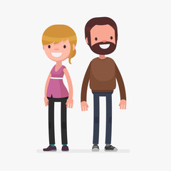 Young cute couple vector illustration